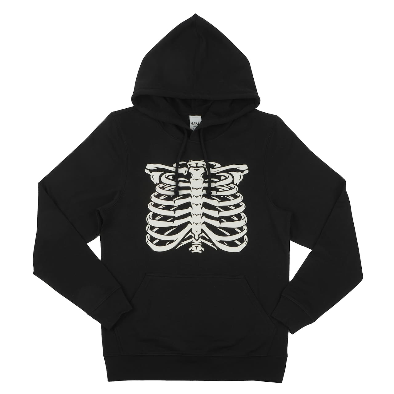 Black Glow-in-the-Dark Ribcage Adult Pullover Hooded Sweatshirt by Celebrate It™